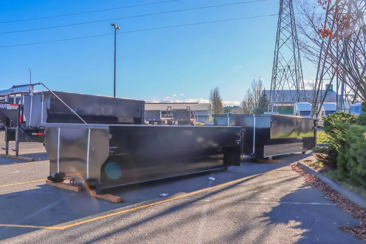 Roll-off dumpster ready for waste disposal at job site for Construction Dumpster Rental in Hercules